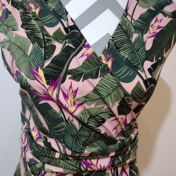 Land's End Maxi dress/floral/faux wrap top/tropical - Picture 2 of 3